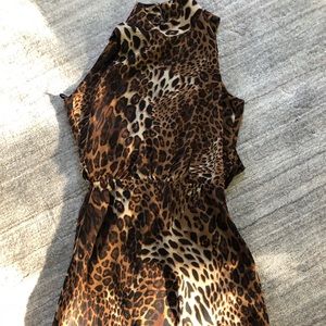 Leopard halter open back dress